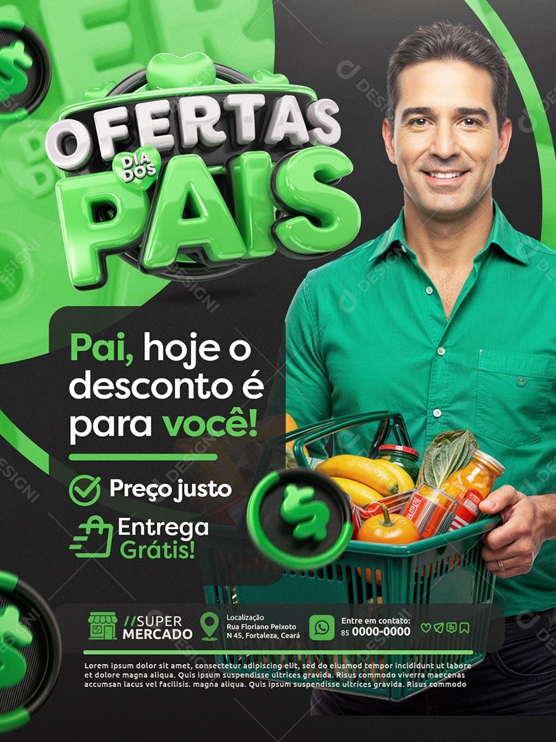 Ofertas Dia dos Pais Mercado Preço Justo Social Media PSD Editável