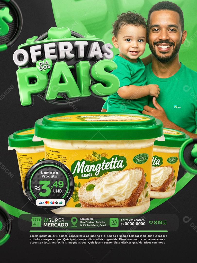 Ofertas Dia dos Pais Mercado Margarina Social Media PSD Editável