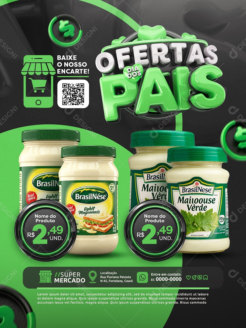 Ofertas Dia dos Pais Mercado Maionese Social Media PSD Editável
