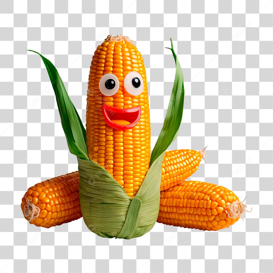 Mascote 3D Milho PNG Transparente