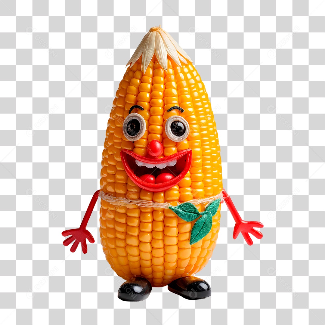 Mascote 3D Milho PNG Transparente