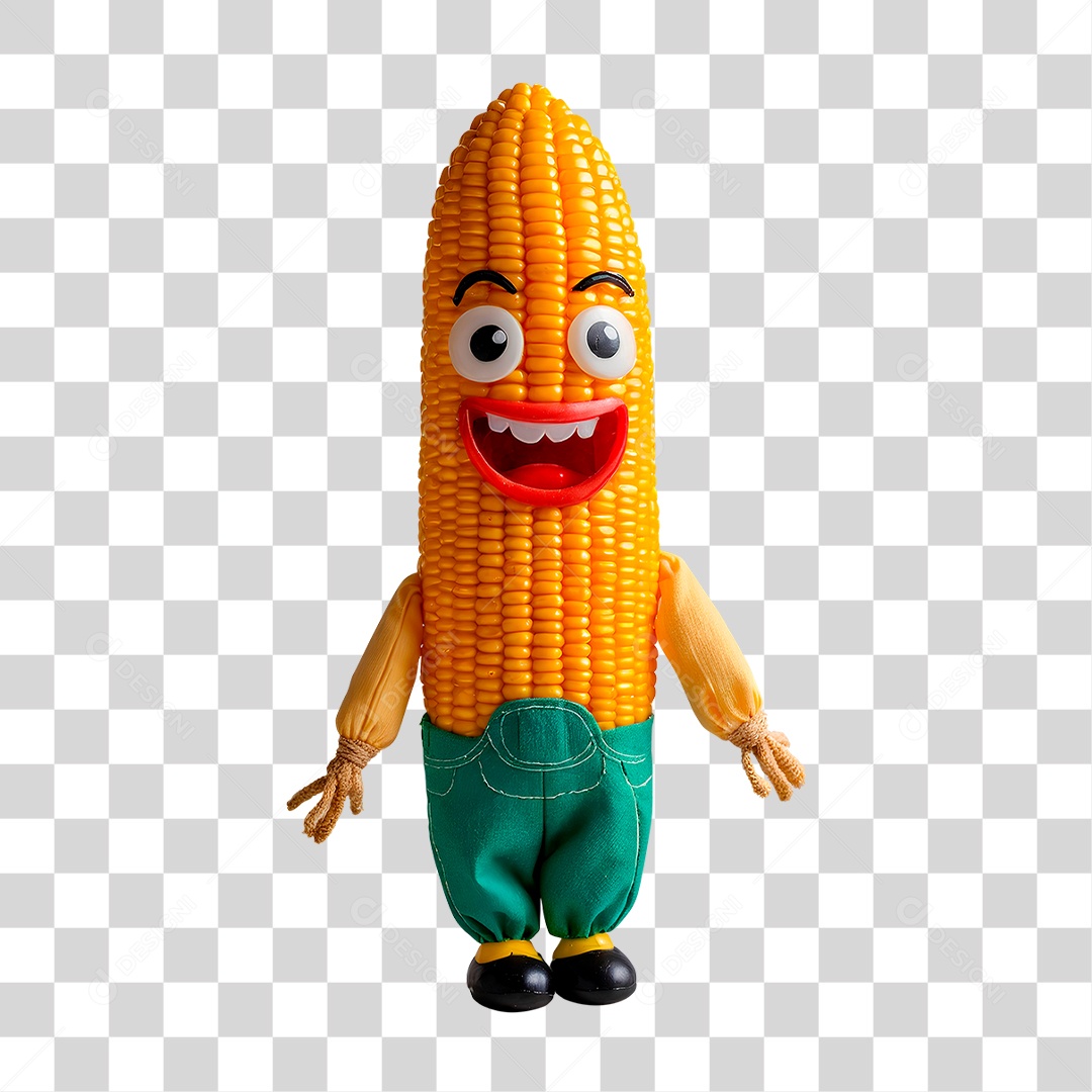 Mascote 3D Milho PNG Transparente