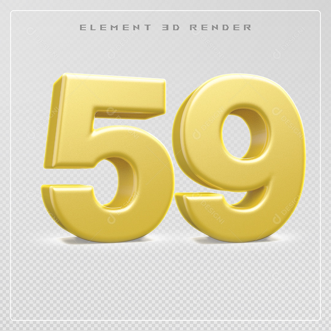 Elemento 3D Número 34 Dourado para Composição PSD