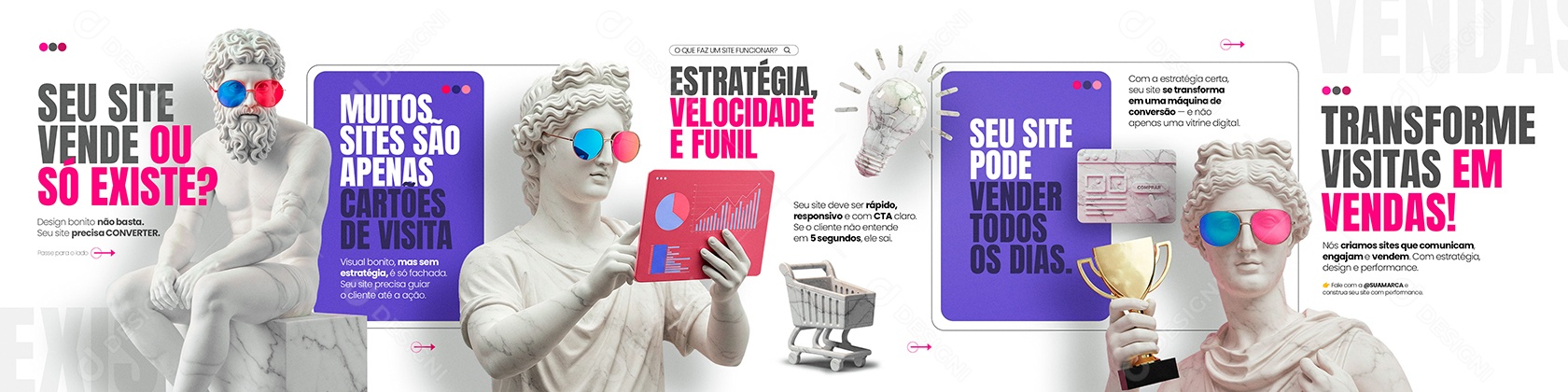 Carrossel Marketing Digital Social Media PSD Editável