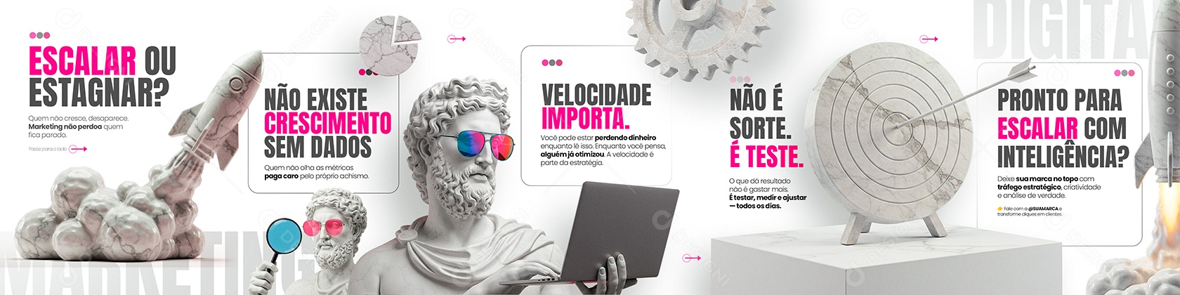 Carrossel Marketing Digital Social Media PSD Editável