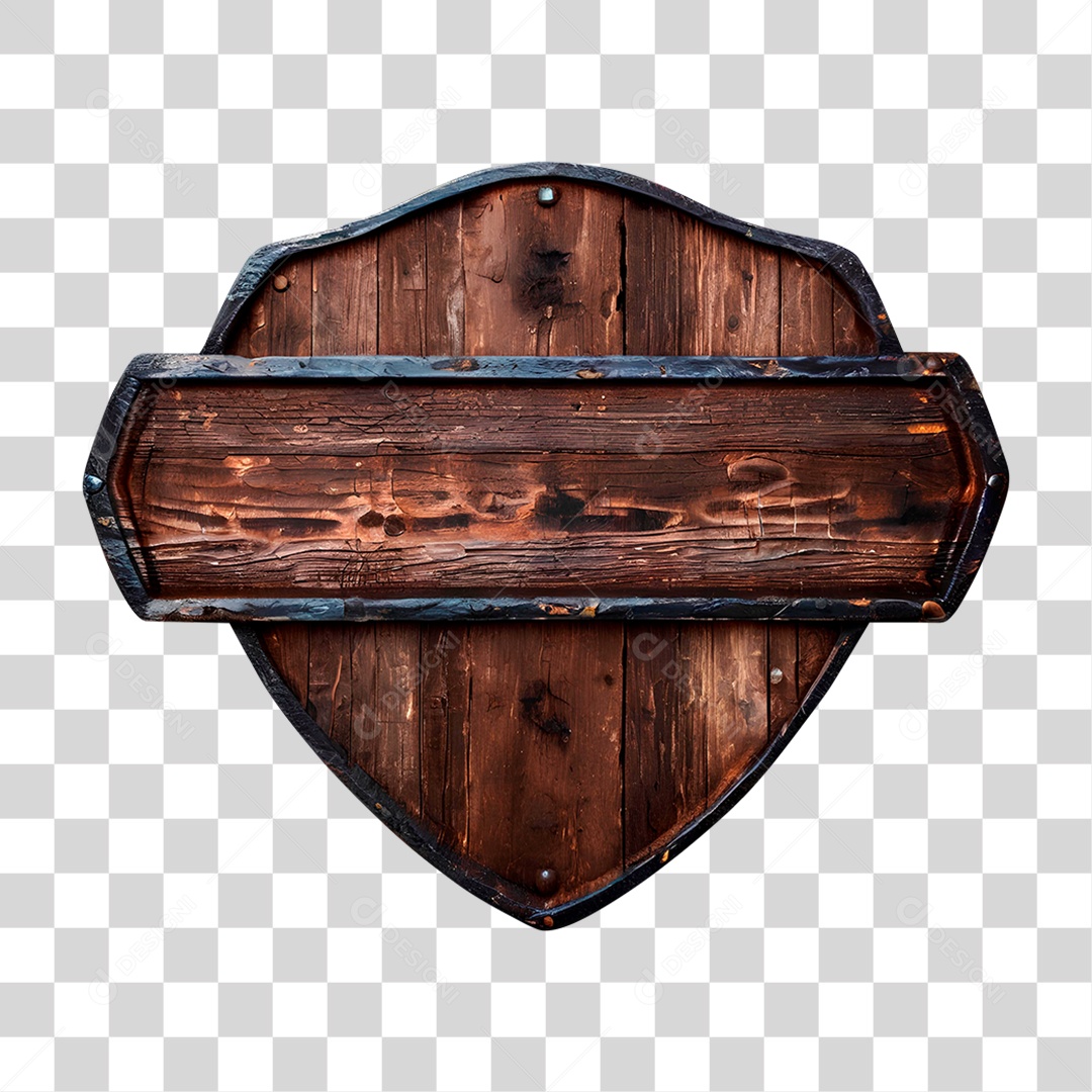 Escudo de Madeira PNG Transparente