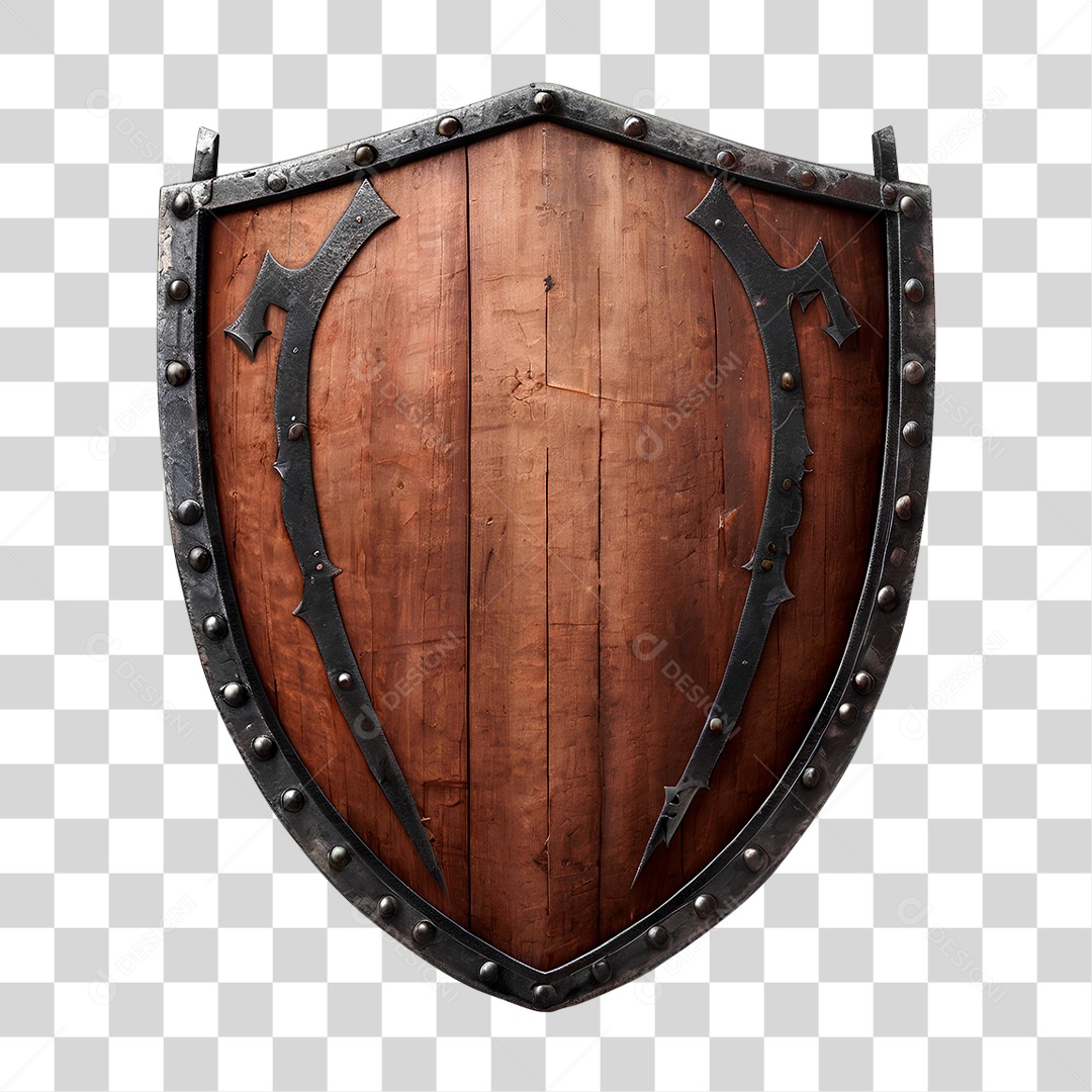 Escudo de Madeira PNG Transparente