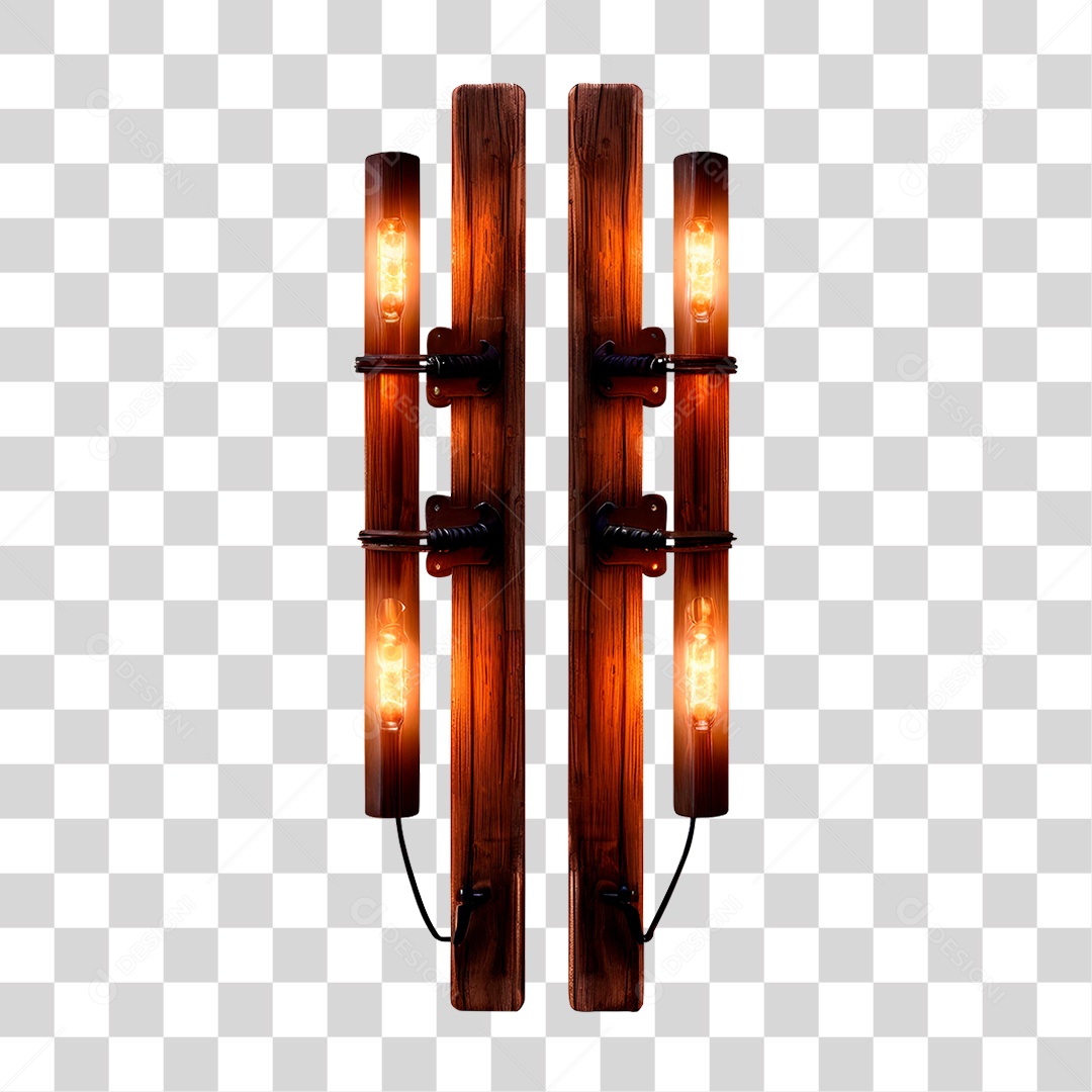 Luminária em Madeira PNG Transparente