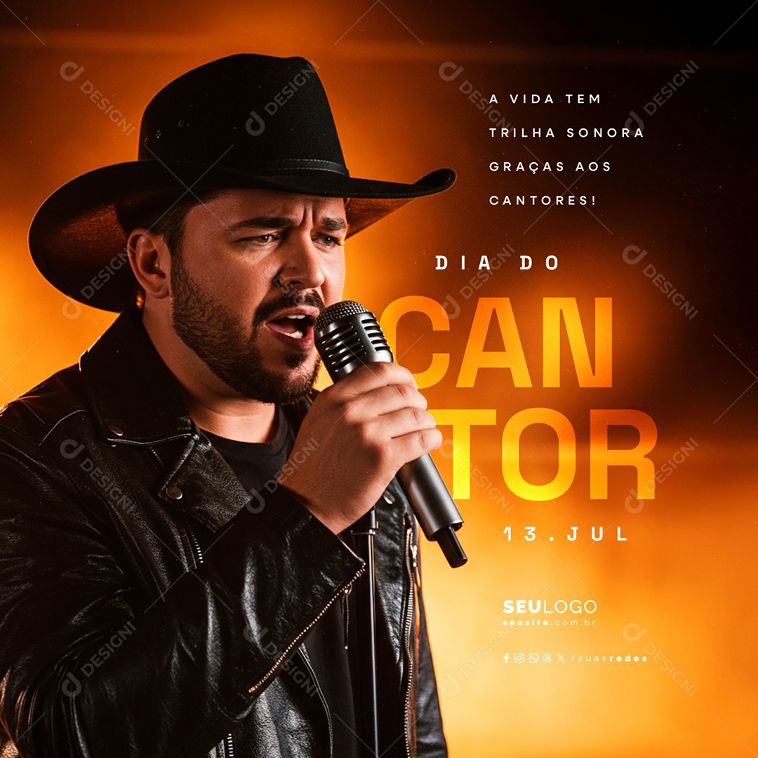 Dia do Cantor 13 de Julho Social Media PSD Editável