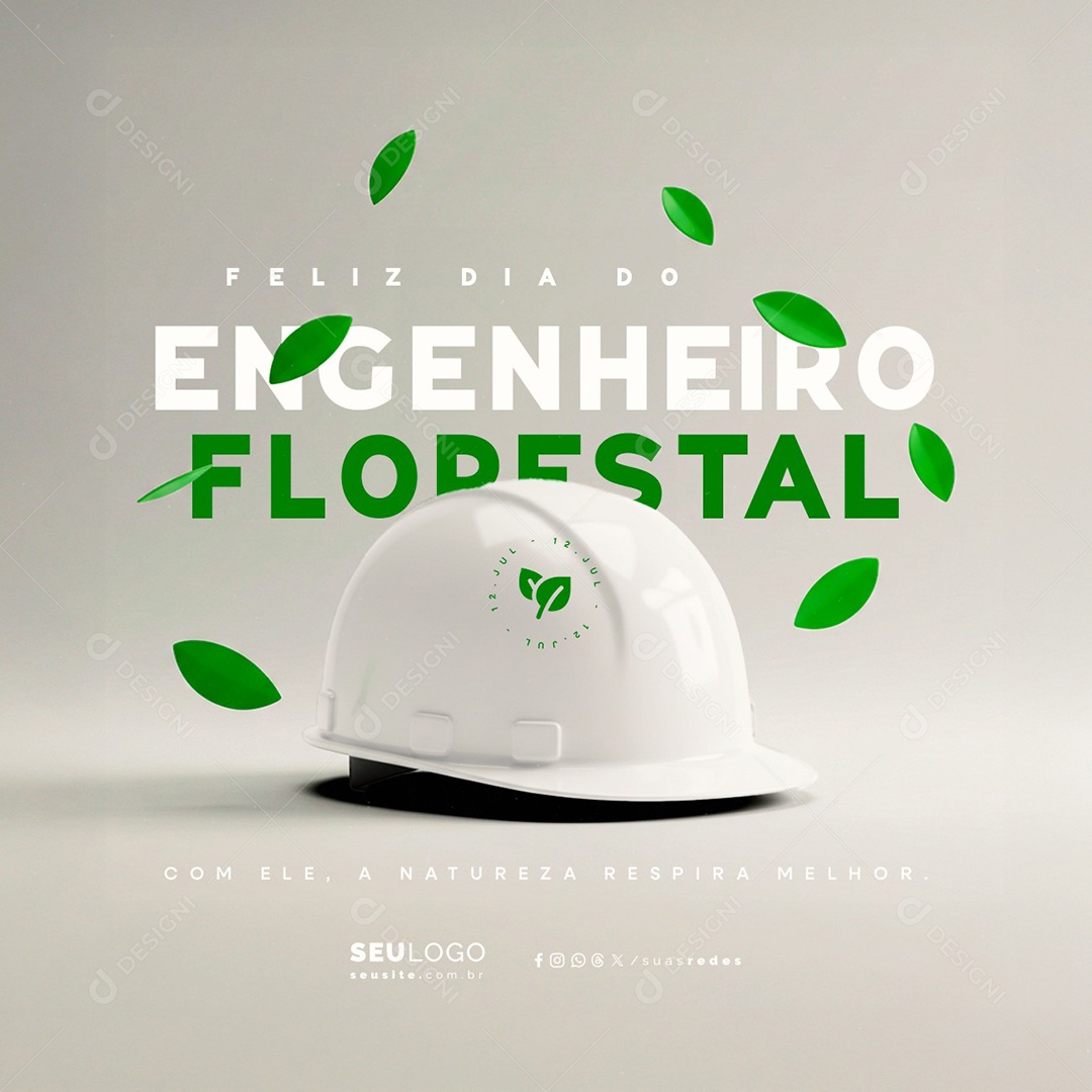 Feliz Dia do Engenheiro Florestal 12 Julho Social Media PSD Editável
