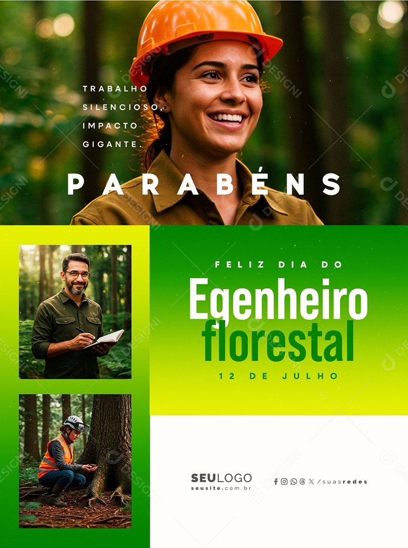 Feliz Dia do Engenheiro Florestal 12 Julho Social Media PSD Editável