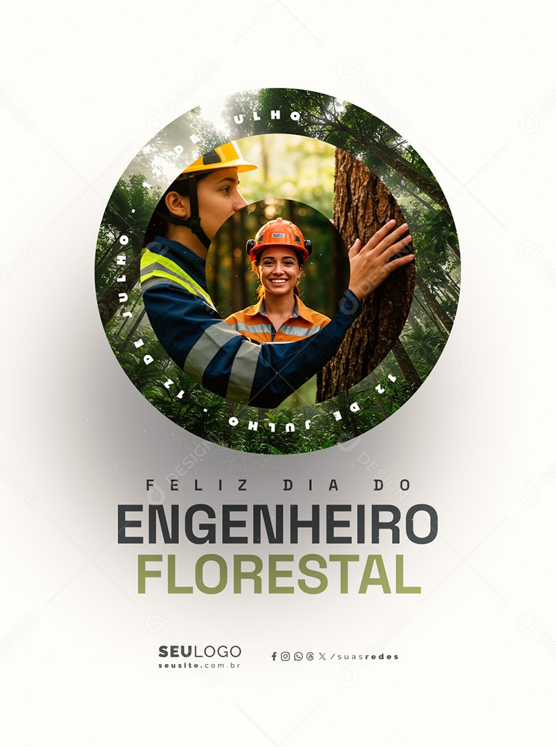 Feliz Dia do Engenheiro Florestal 12 Julho Social Media PSD Editável