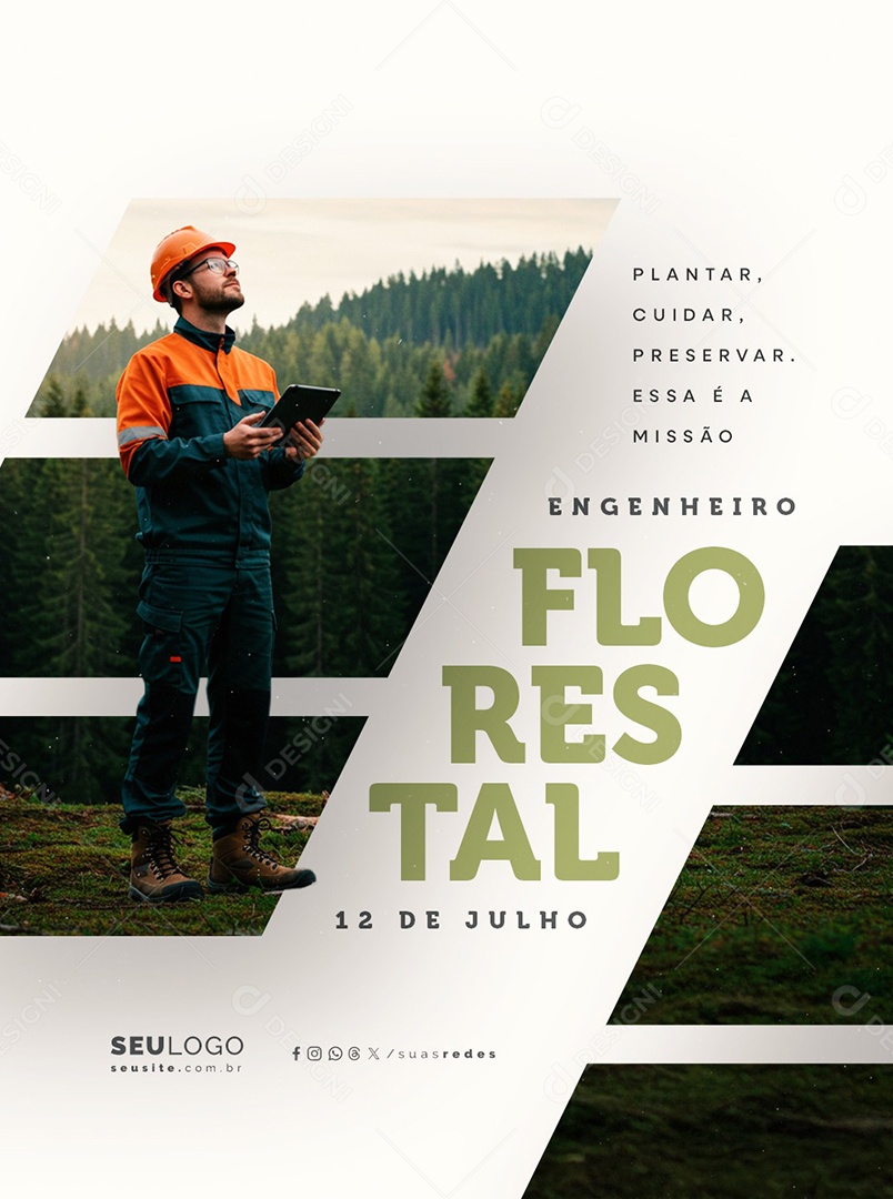 Dia do Engenheiro Florestal 12 Julho Social Media PSD Editável