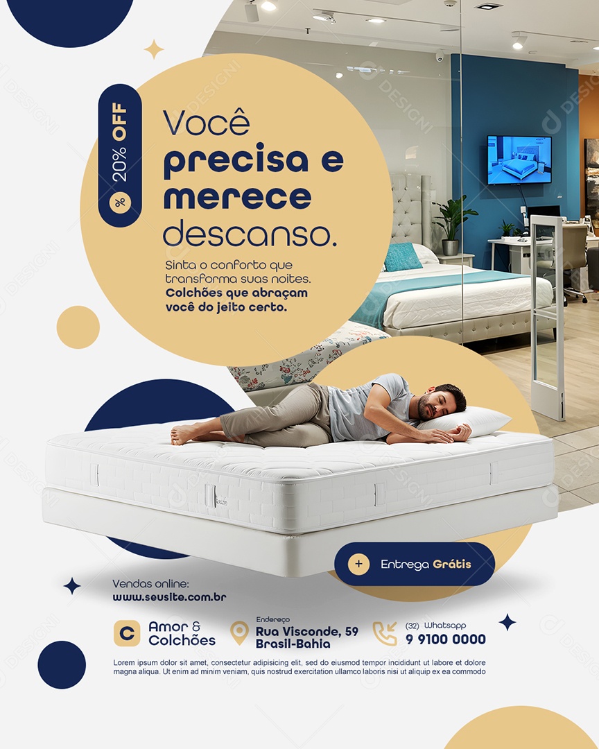 Loja de Colchão Você Precisa e Merece Social Media PSD Editável