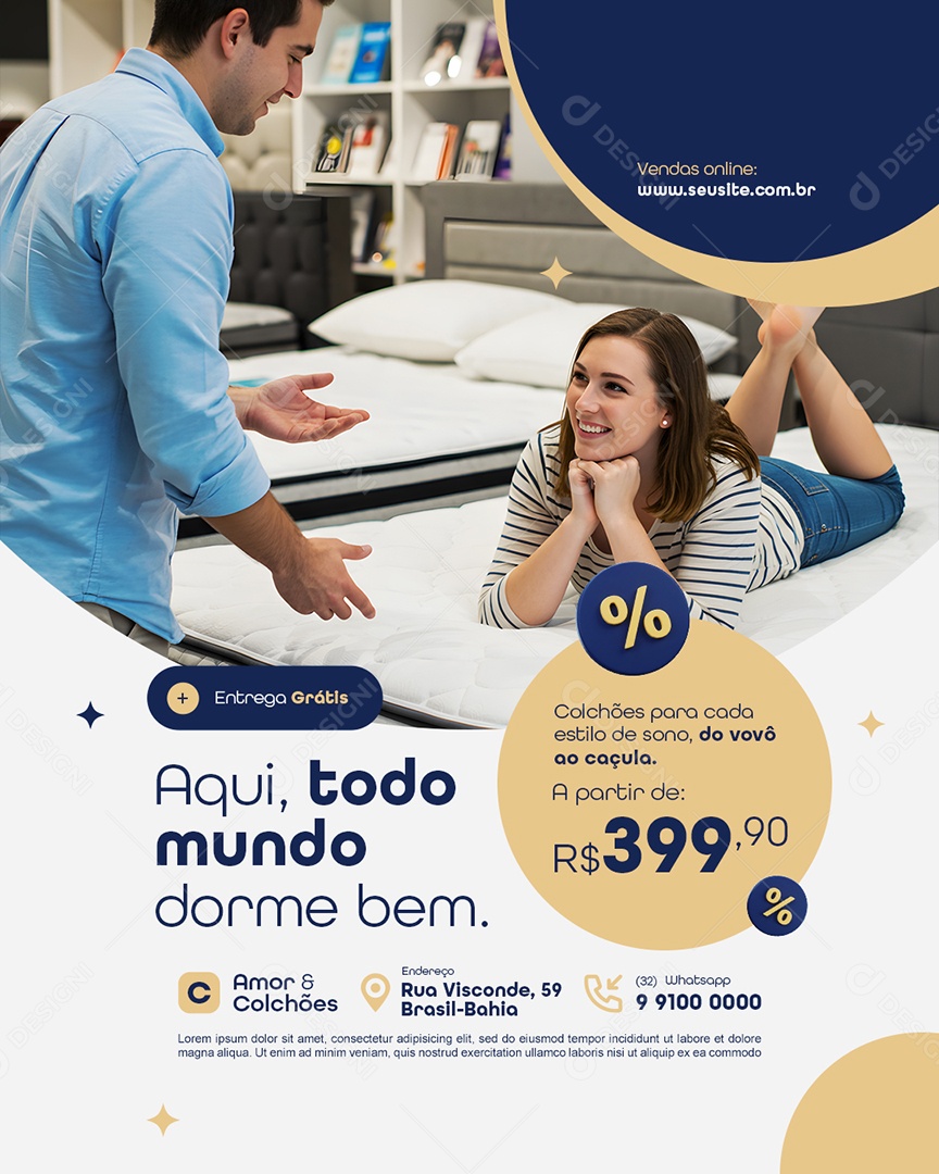 Loja de Colchão Entrega Grátis Social Media PSD Editável