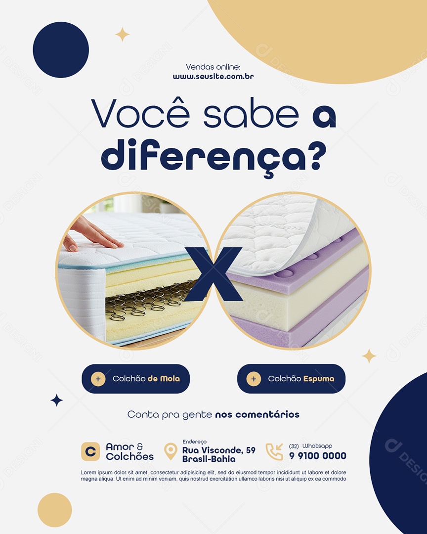 Loja de Colchão Você Sabe a Diferença Social Media PSD Editável