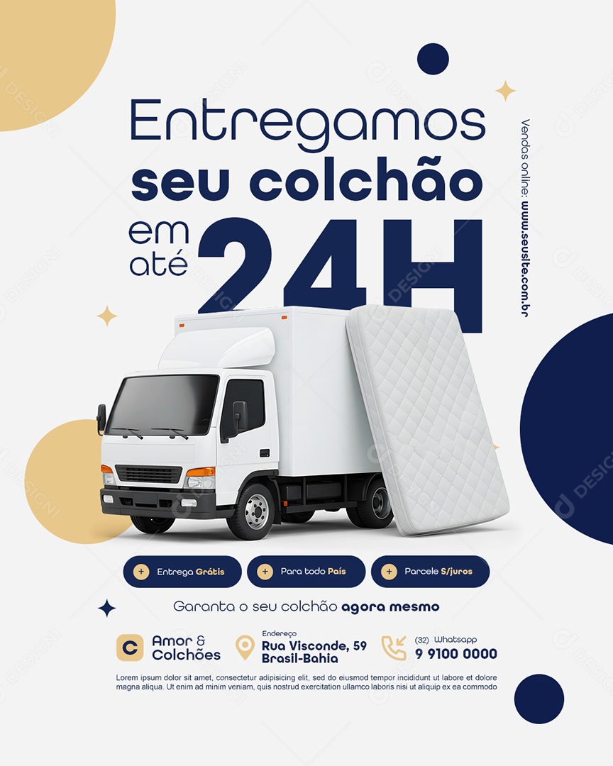 Loja de Colchão Entregamos seu Colchão Social Media PSD Editável