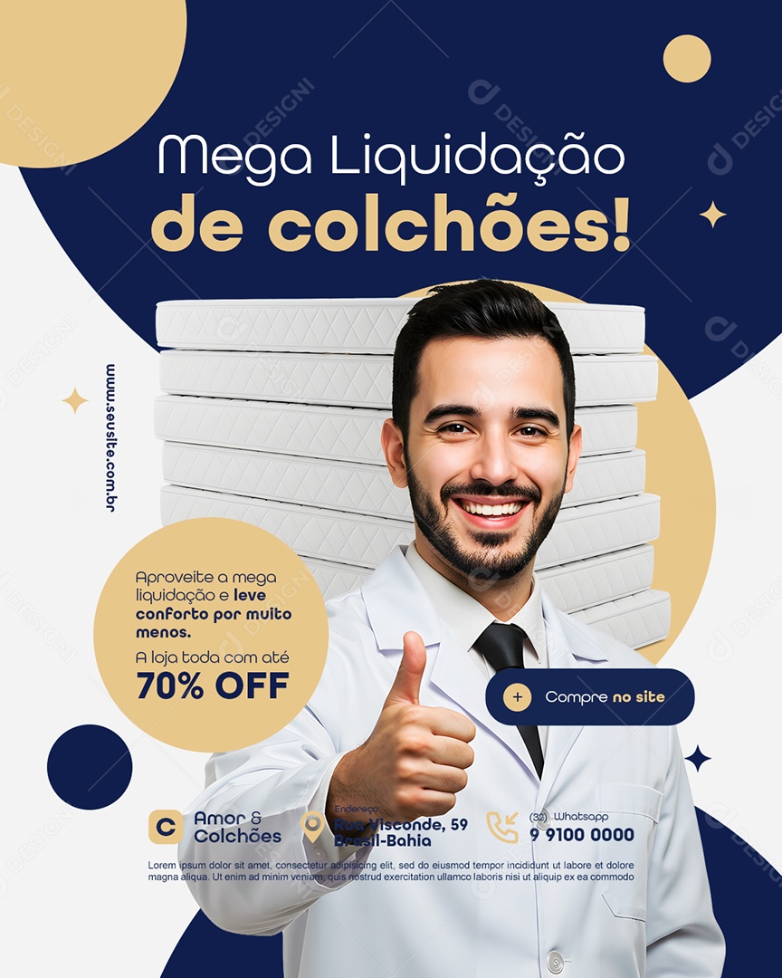 Loja de Colchão Mega Liquidação de Colchões Social Media PSD Editável