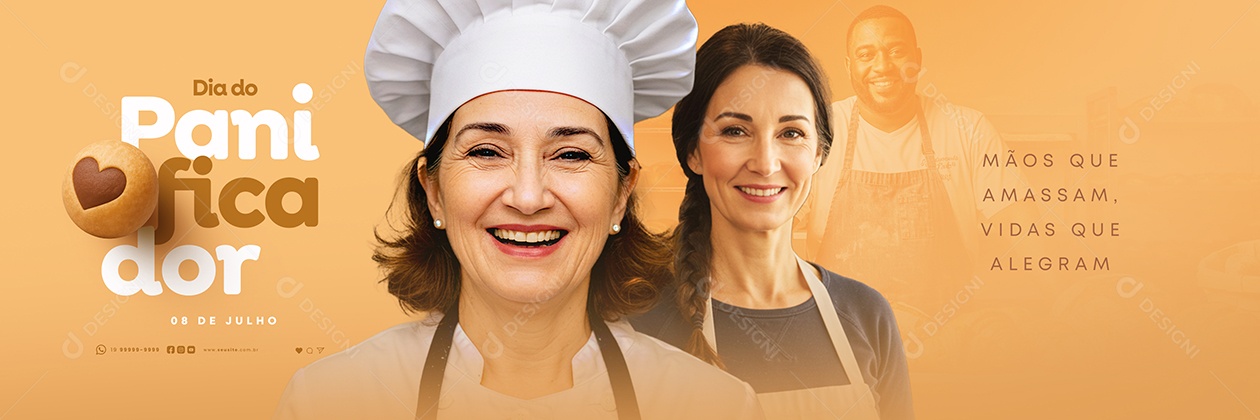 Carrossel Dia do Panificador 08 de Julho Social Media PSD Editável