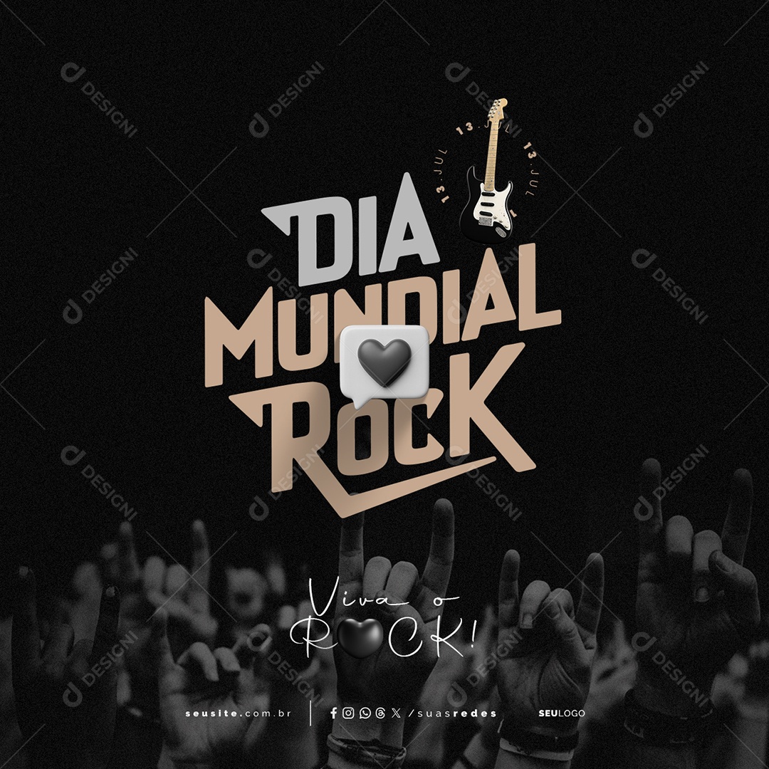 Dia Mundial do Rock 13 de Julho Social Media PSD Editável