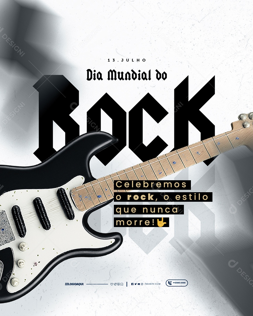 Dia Mundial do Rock 13 de Julho Social Media PSD Editável