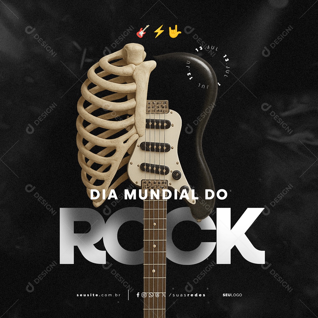 Dia Mundial do Rock 13 de Julho Social Media PSD Editável
