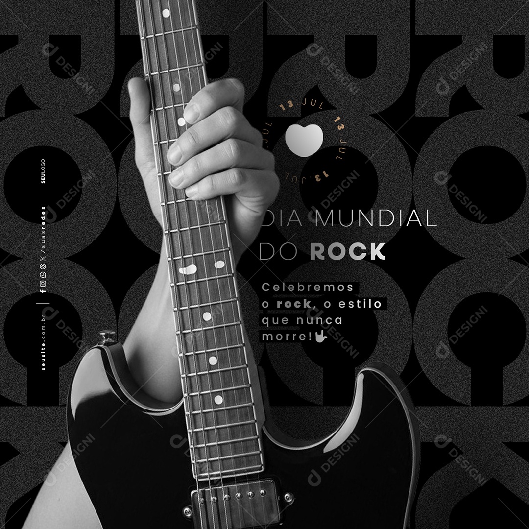 Dia Mundial do Rock 13 de Julho Social Media PSD Editável