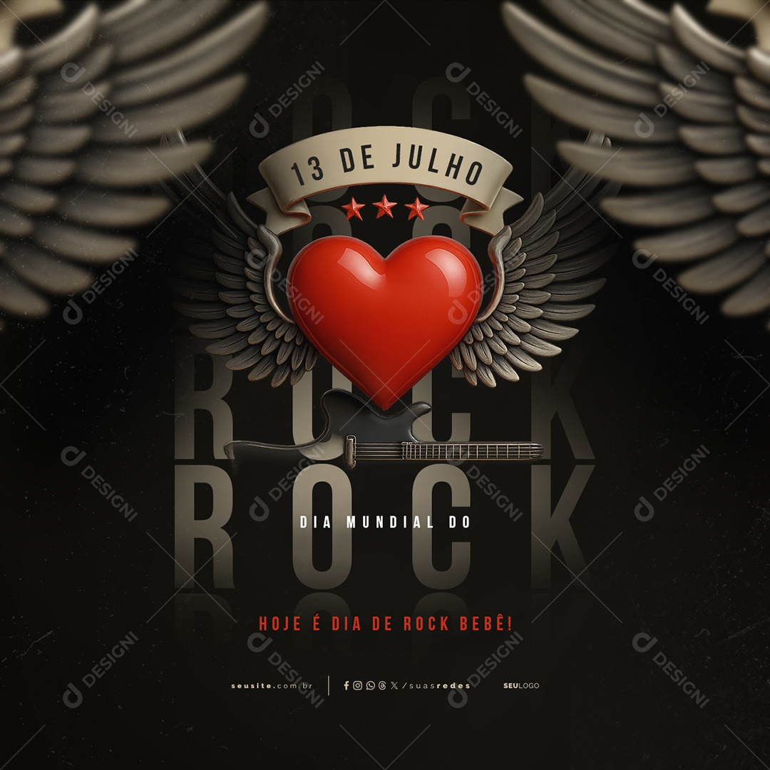Dia Mundial do Rock 13 de Julho Social Media PSD Editável