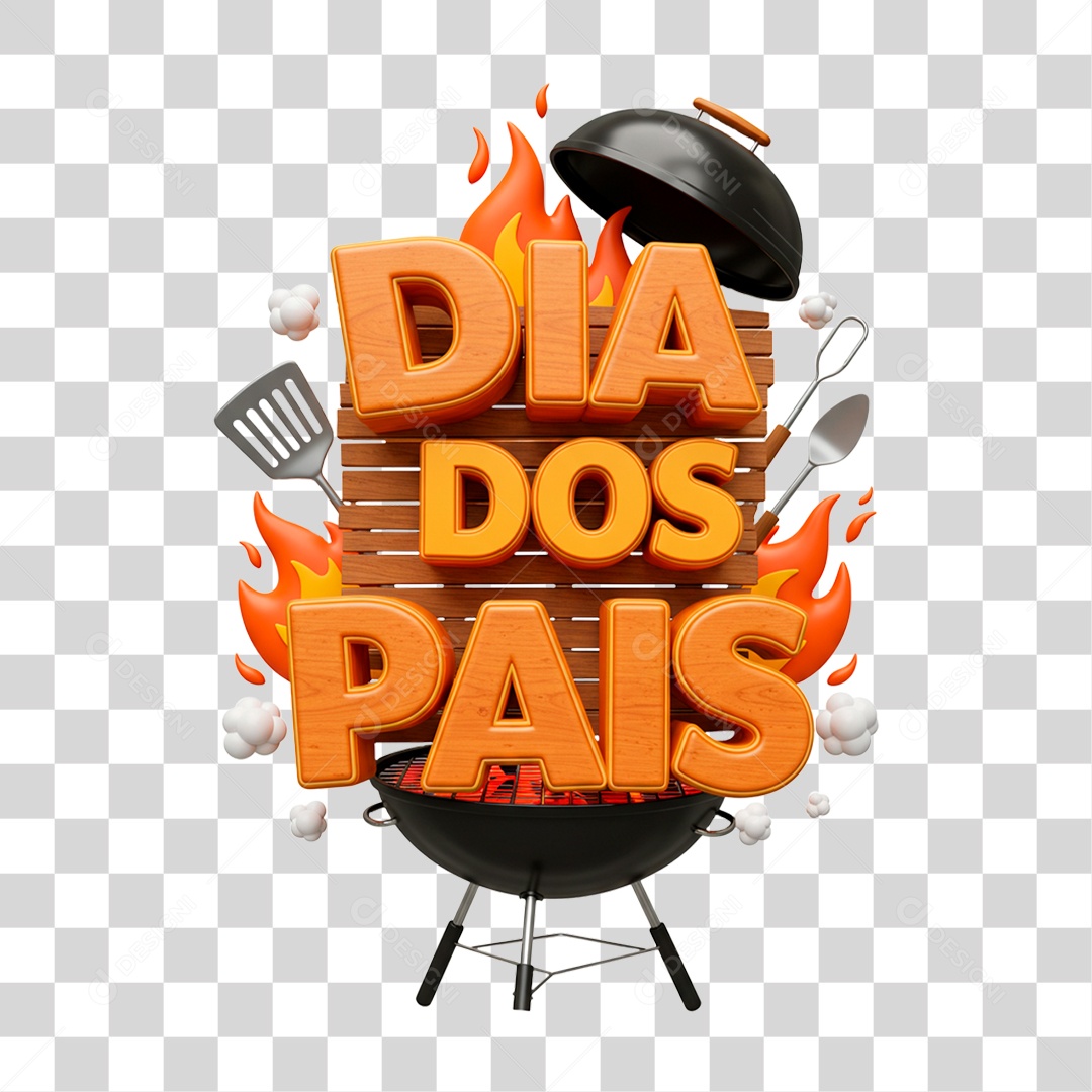 Selo 3D Dia dos Pais para Composição PNG Transparente