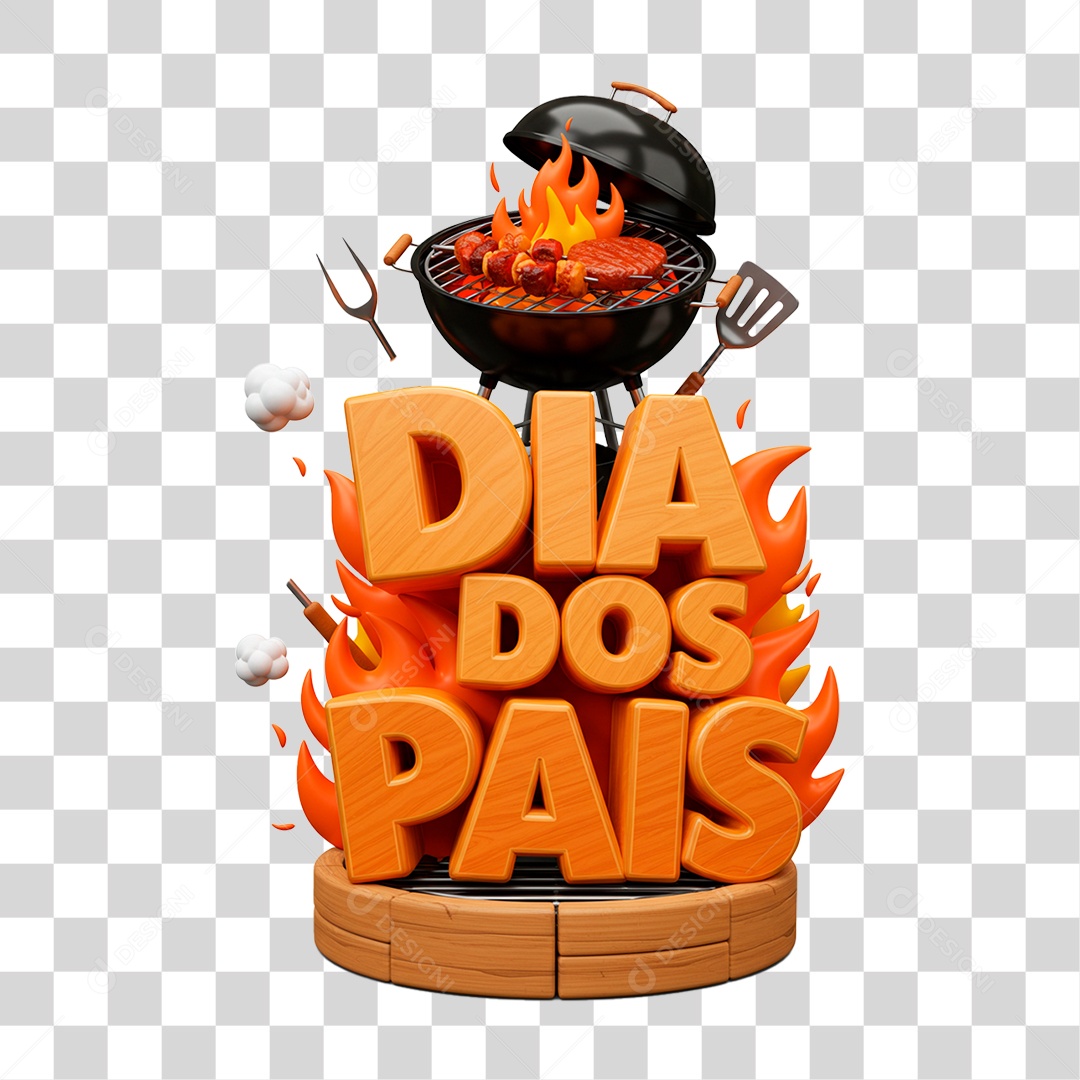 Selo 3D Dia dos Pais para Composição PNG Transparente