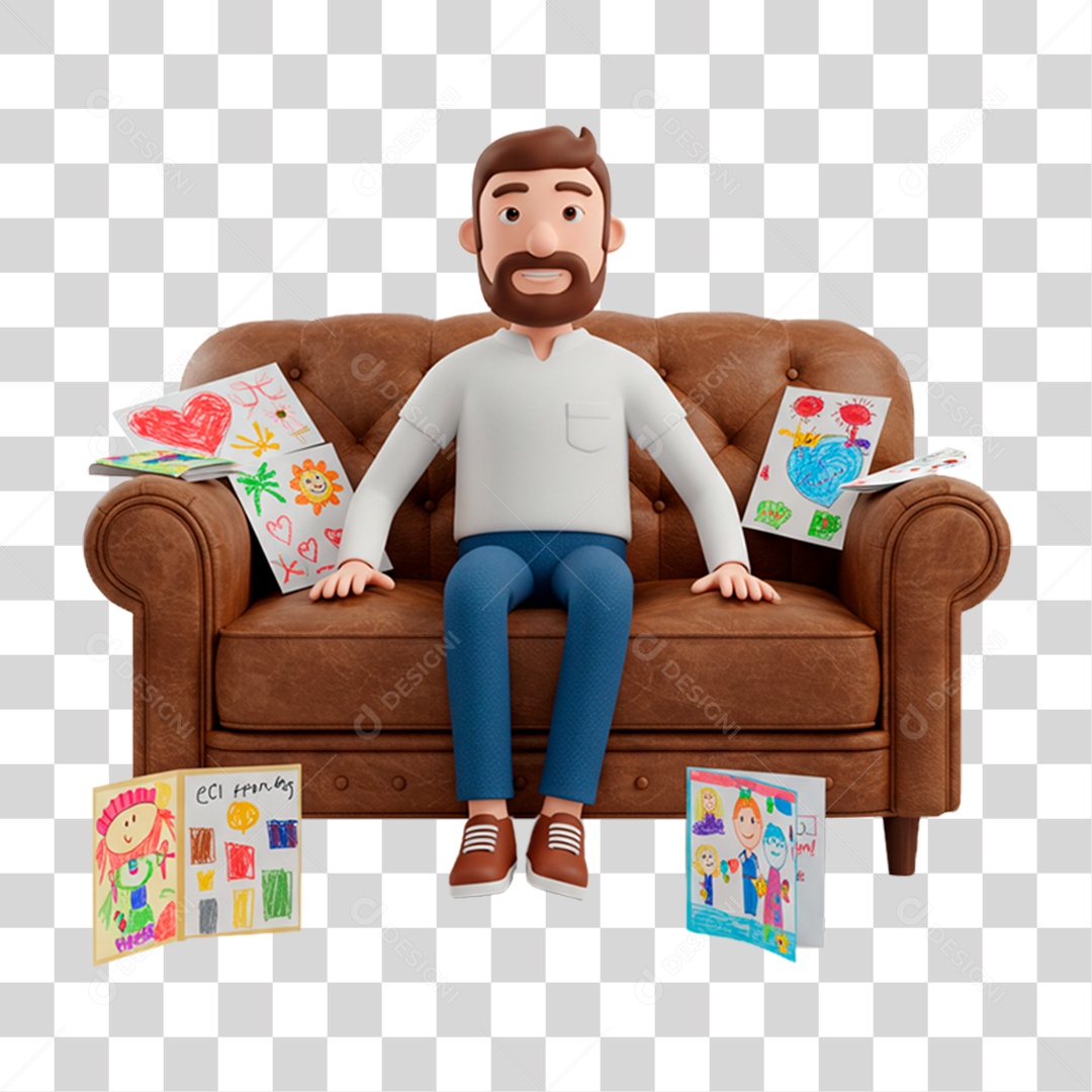 Personagem Sentando no Sofá Dia dos Pais PNG Transparente