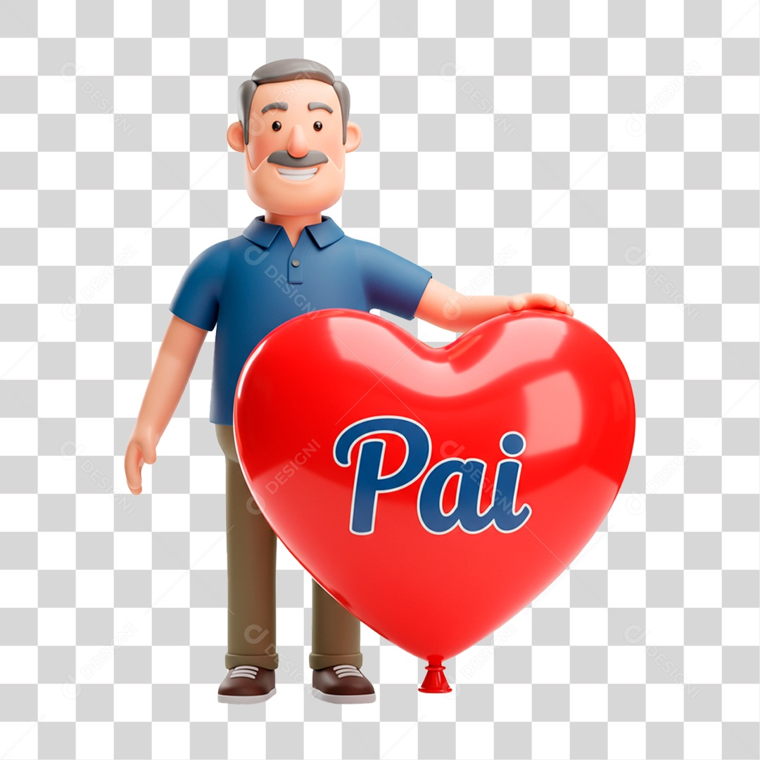 Personagem Segurando Balão dos Pais PNG Transparente