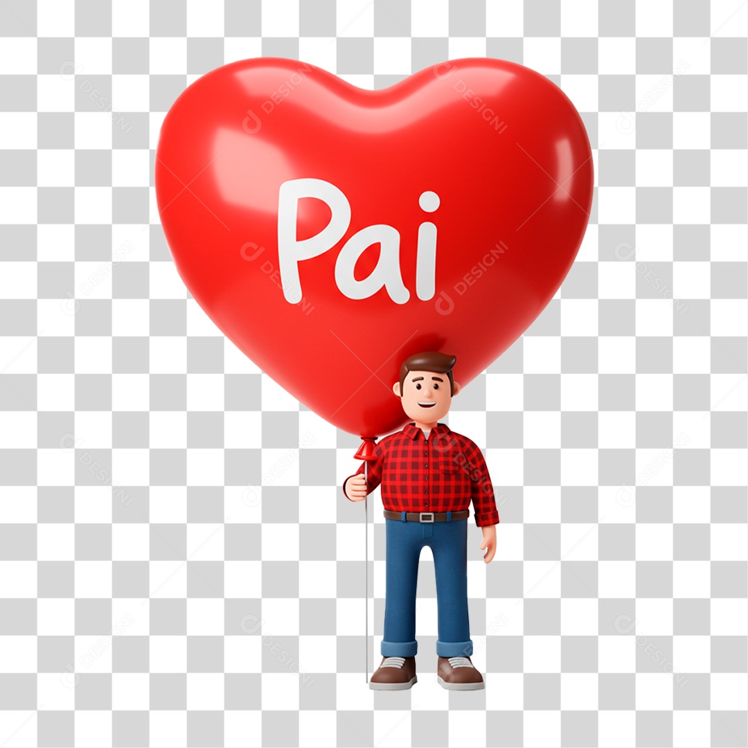 Personagem Segurando Balão dos Pais PNG Transparente