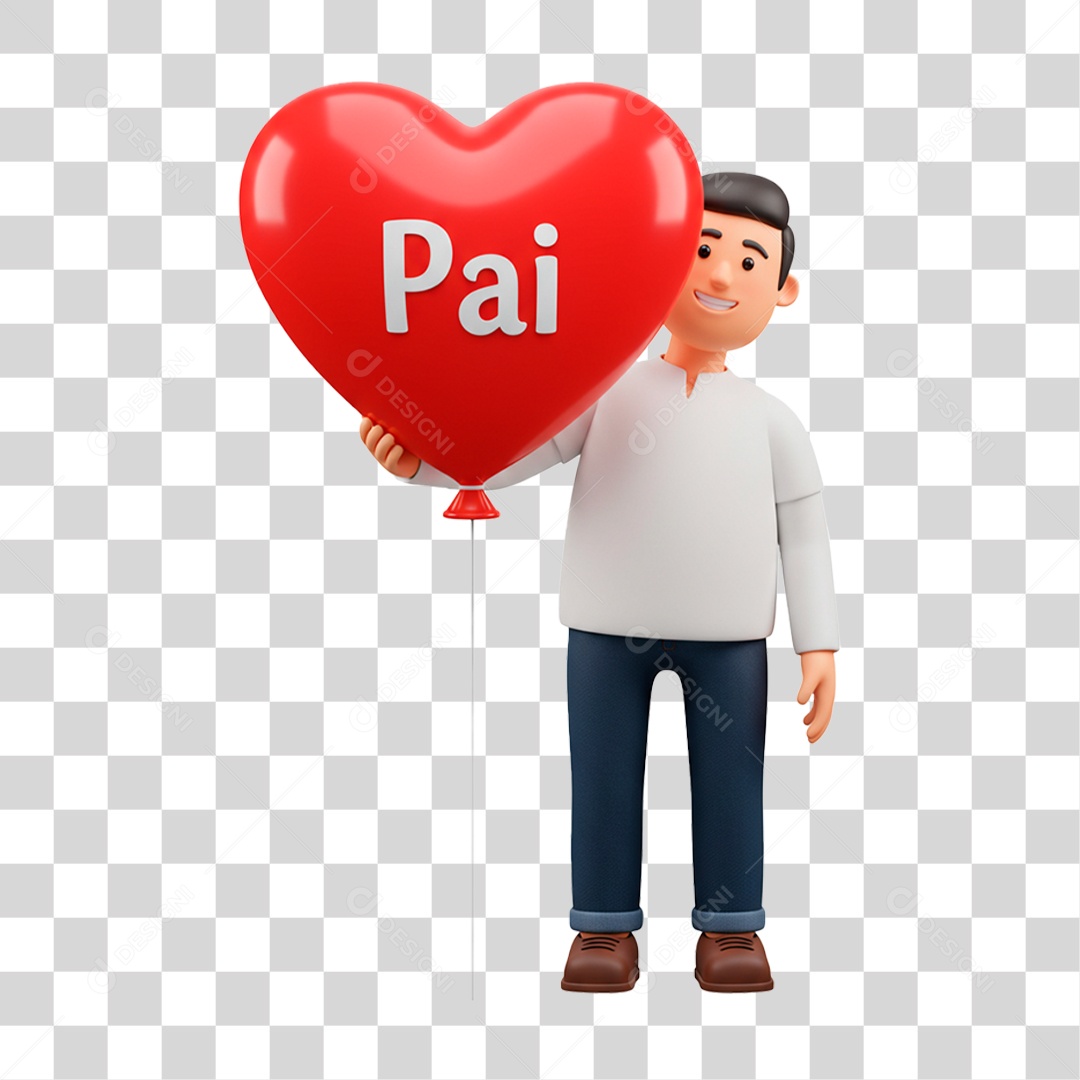 Personagem Segurando Balão dos Pais PNG Transparente
