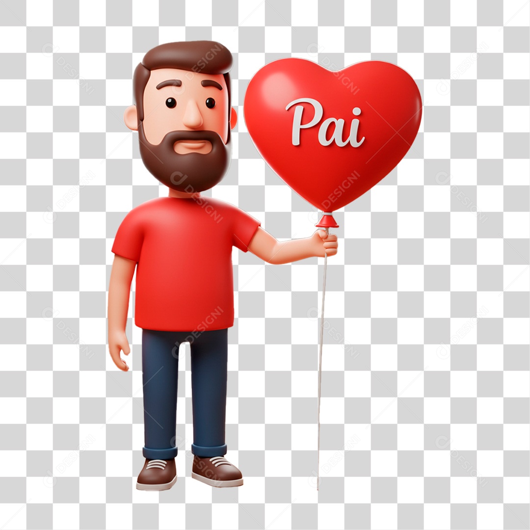 Personagem Segurando Balão dos Pais PNG Transparente