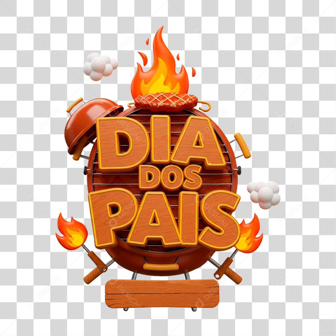 Selo 3D Dia dos Pais para Composição PNG Transparente