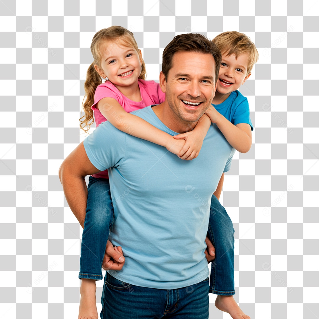 Pai Segurando Filhos PNG Transparente