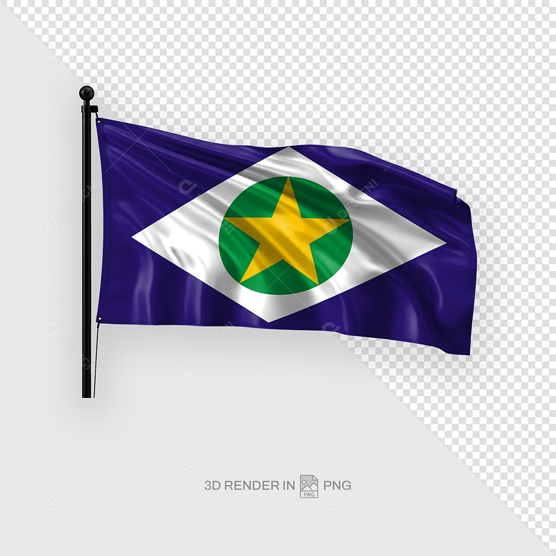 Bandeira Do Mato Grosso Elemento 3D Para Composição PSD