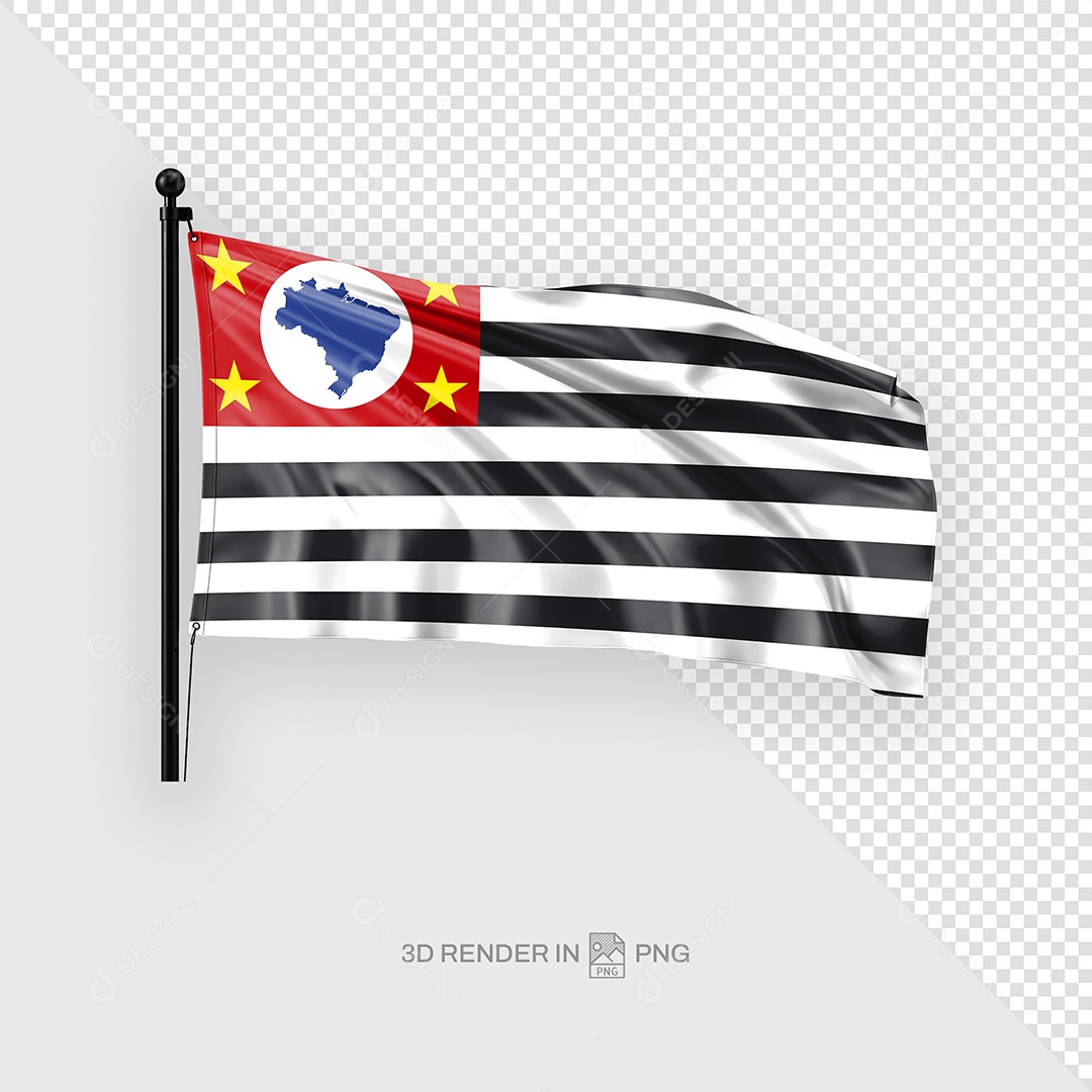Bandeira De São Paulo Elemento 3D Para Composição PSD