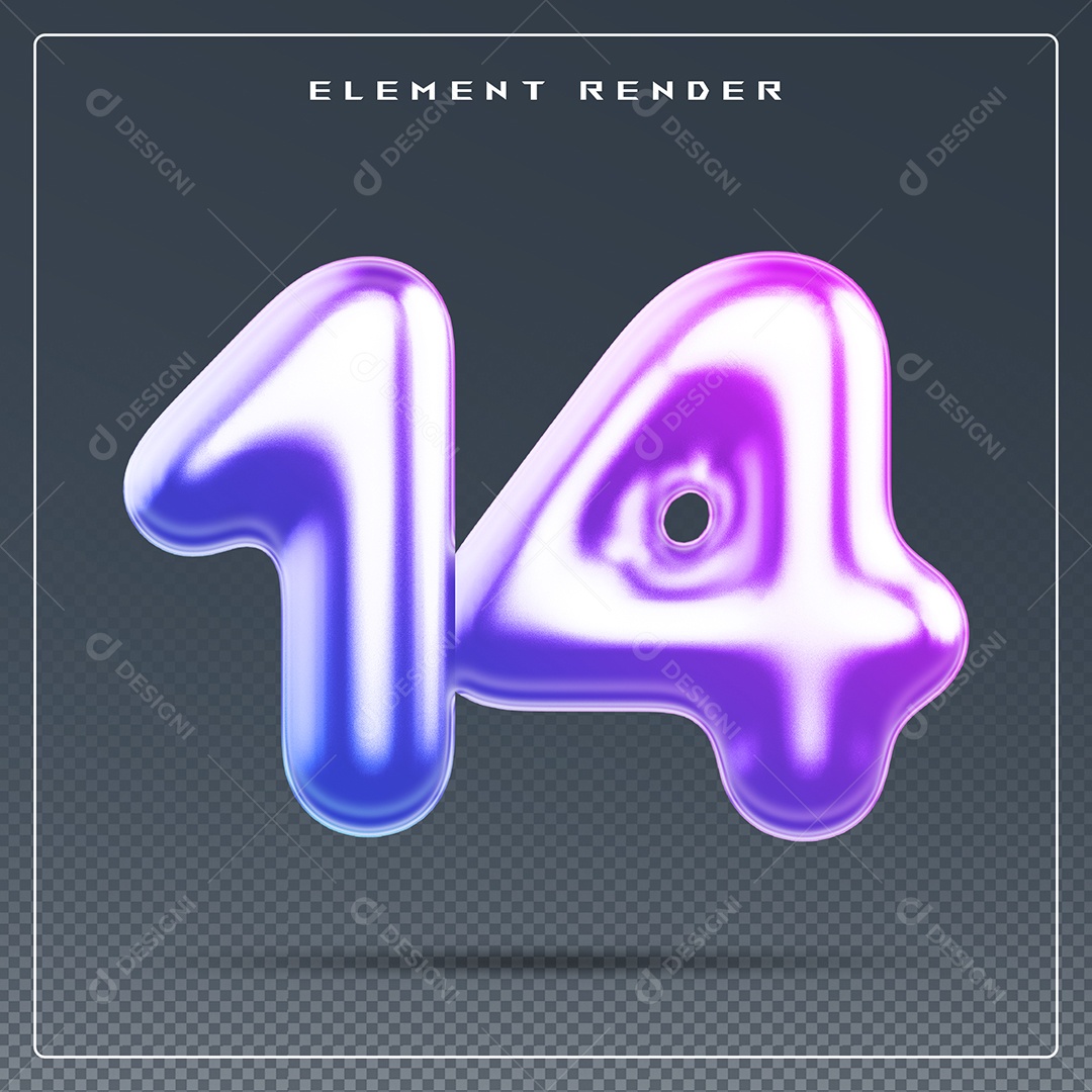 Elemento 3D Número 85 Colorido para Composição PSD