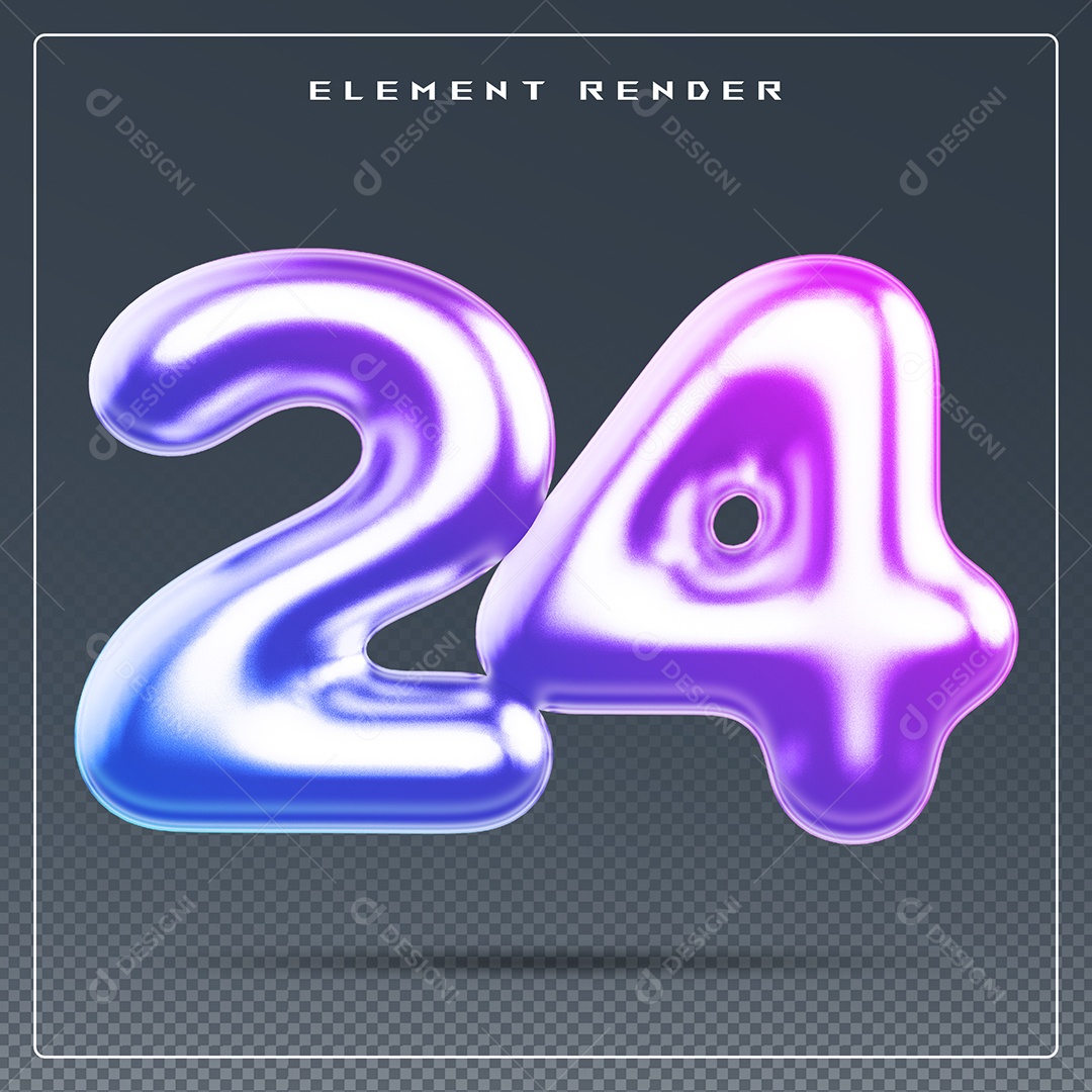 Elemento 3D Número  Colorido para Composição PSD