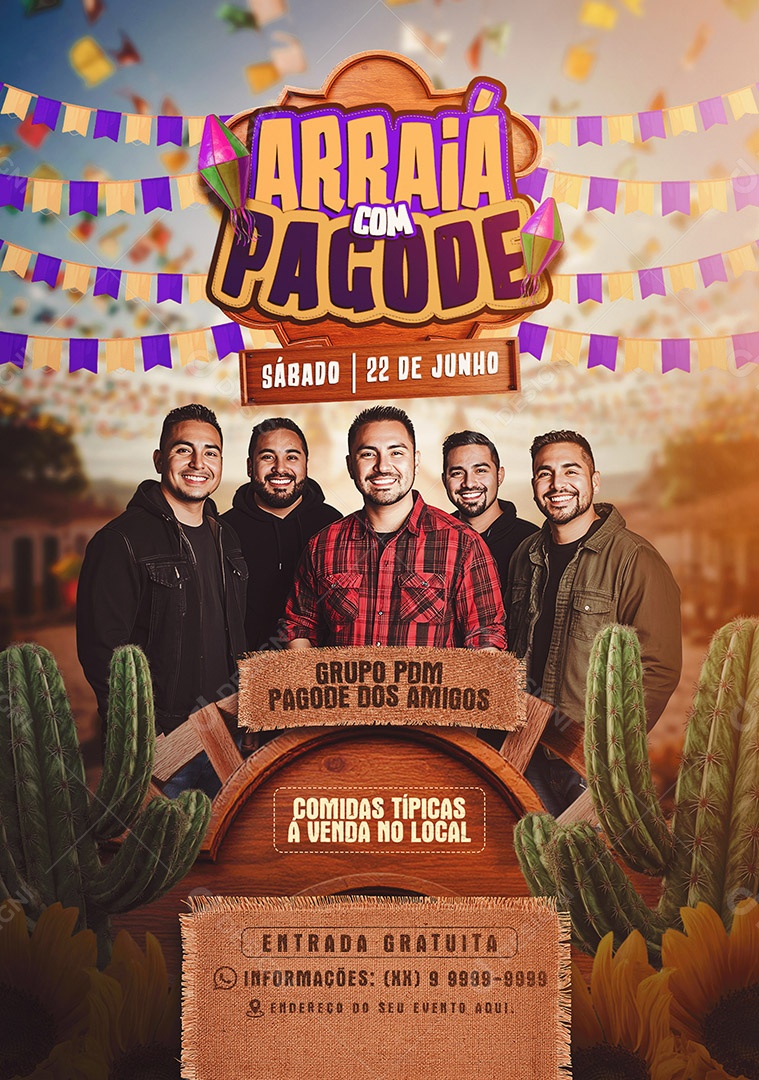 Feed Flyer Arraiá com Piseiro Social Media PSD Editável