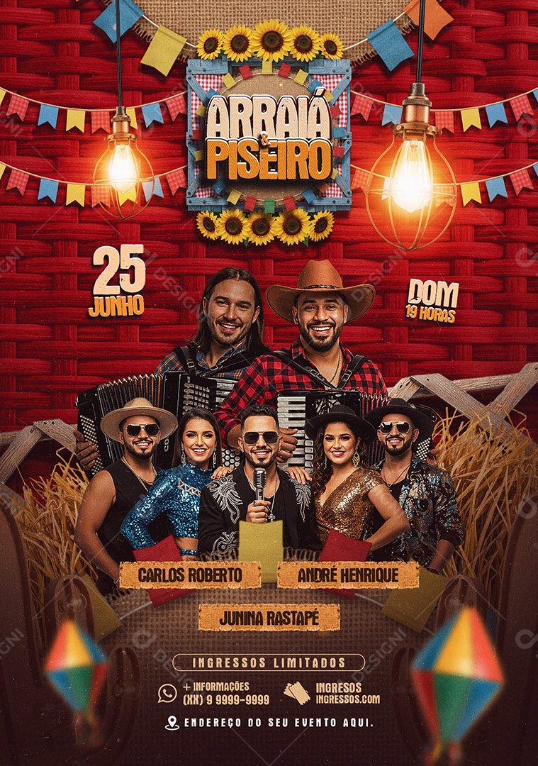 Feed Flyer Arraiá e Piseiro Social Media PSD Editável