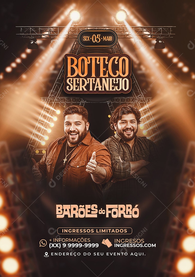 Feed Flyer Boteco Sertanejo Social Media PSD Editável