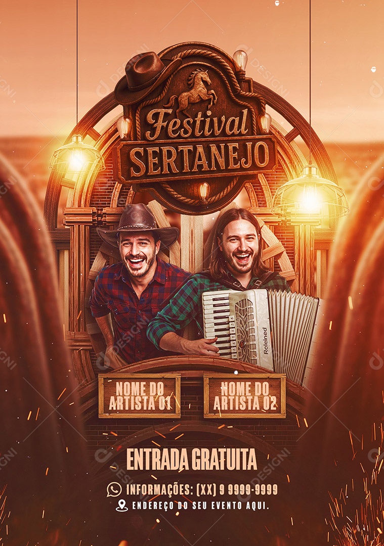 Feed Flyer Festival Sertanejo Social Media PSD Editável