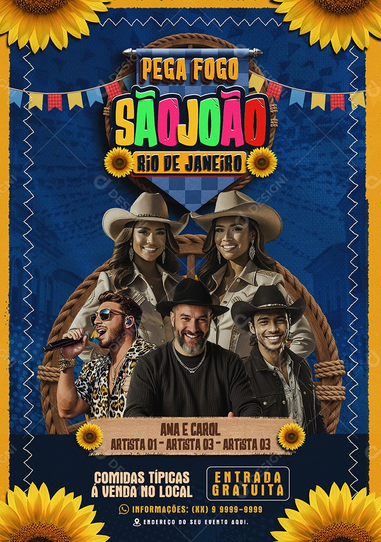 Feed Flyer Pega Fogo São João Brasil Social Media PSD Editável