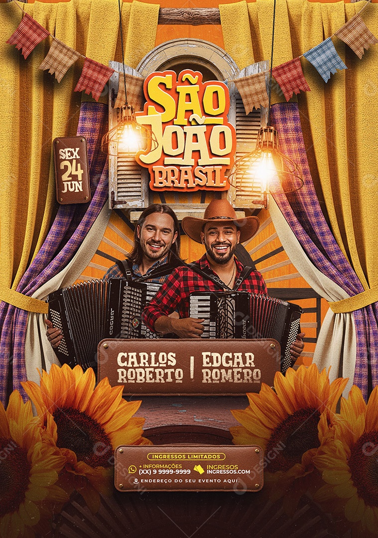 Feed Flyer São João Brasil Social Media PSD Editável