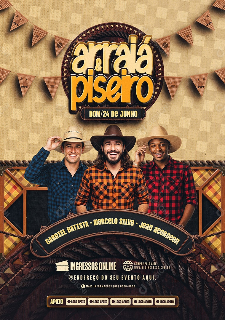 Feed Flyer Arraiá e Piseiro Social Media PSD Editável