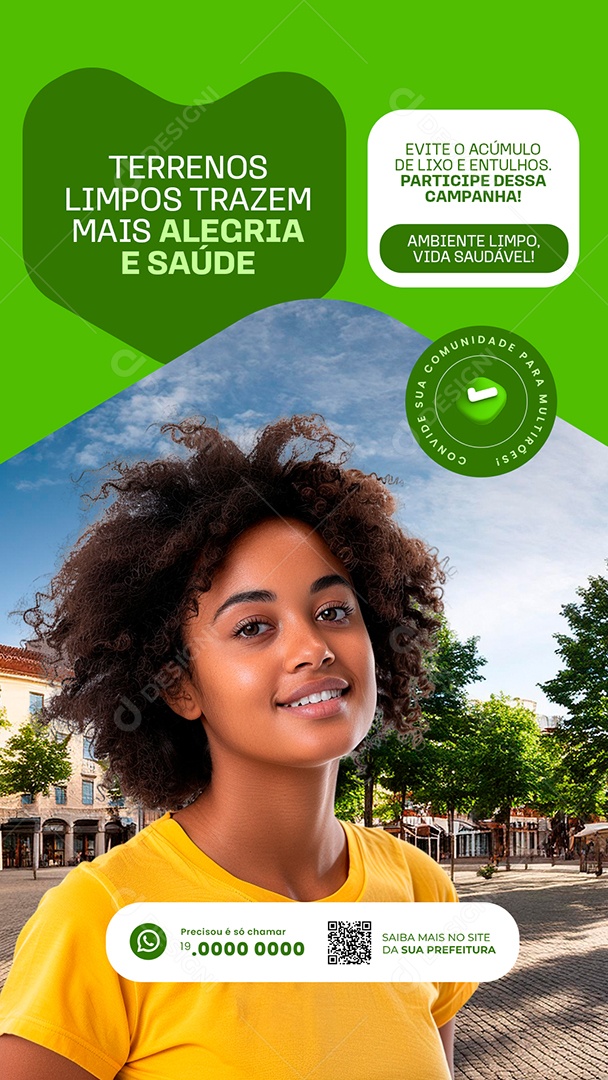 Story Terrenos Limpos Alegria e Saúde Social Media PSD Editável