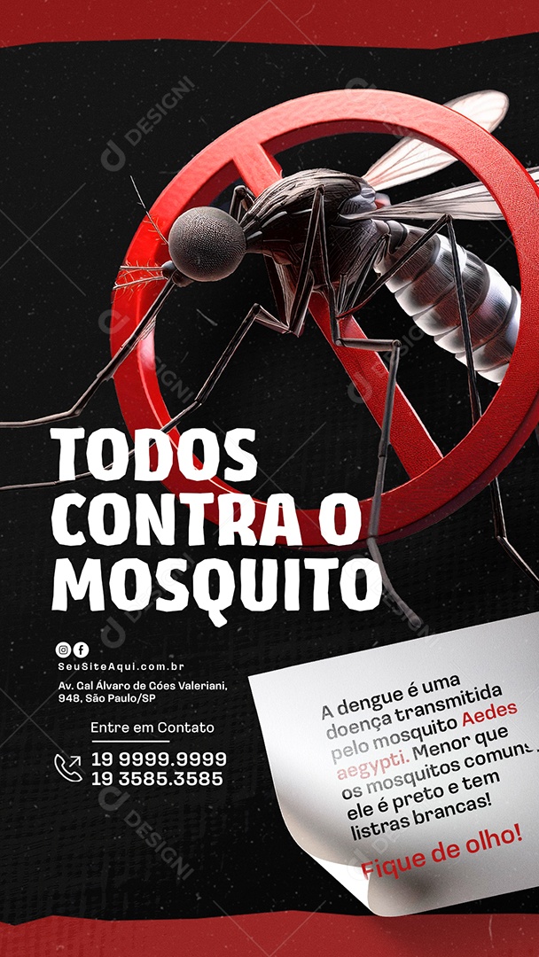 Story Dengue Todos Contra o Mosquito Social Media PSD Editável